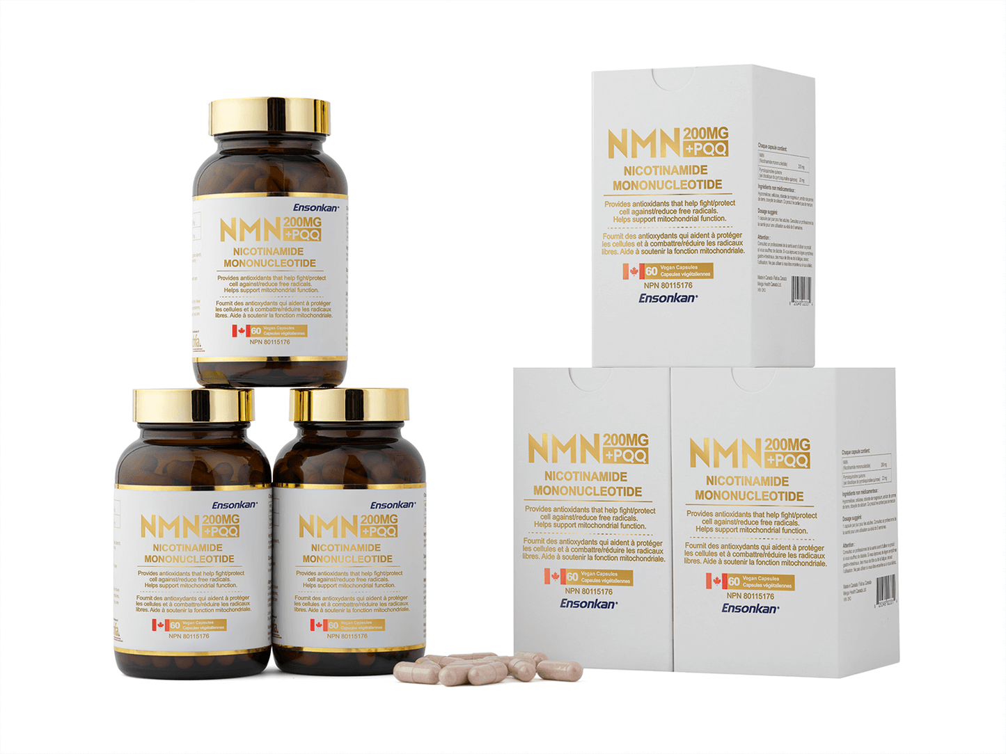 Ensonkan NMN 200mg + PQQ 20mg Capsule - 3 Bottles (Mother's Day Special: 75 Capsules)