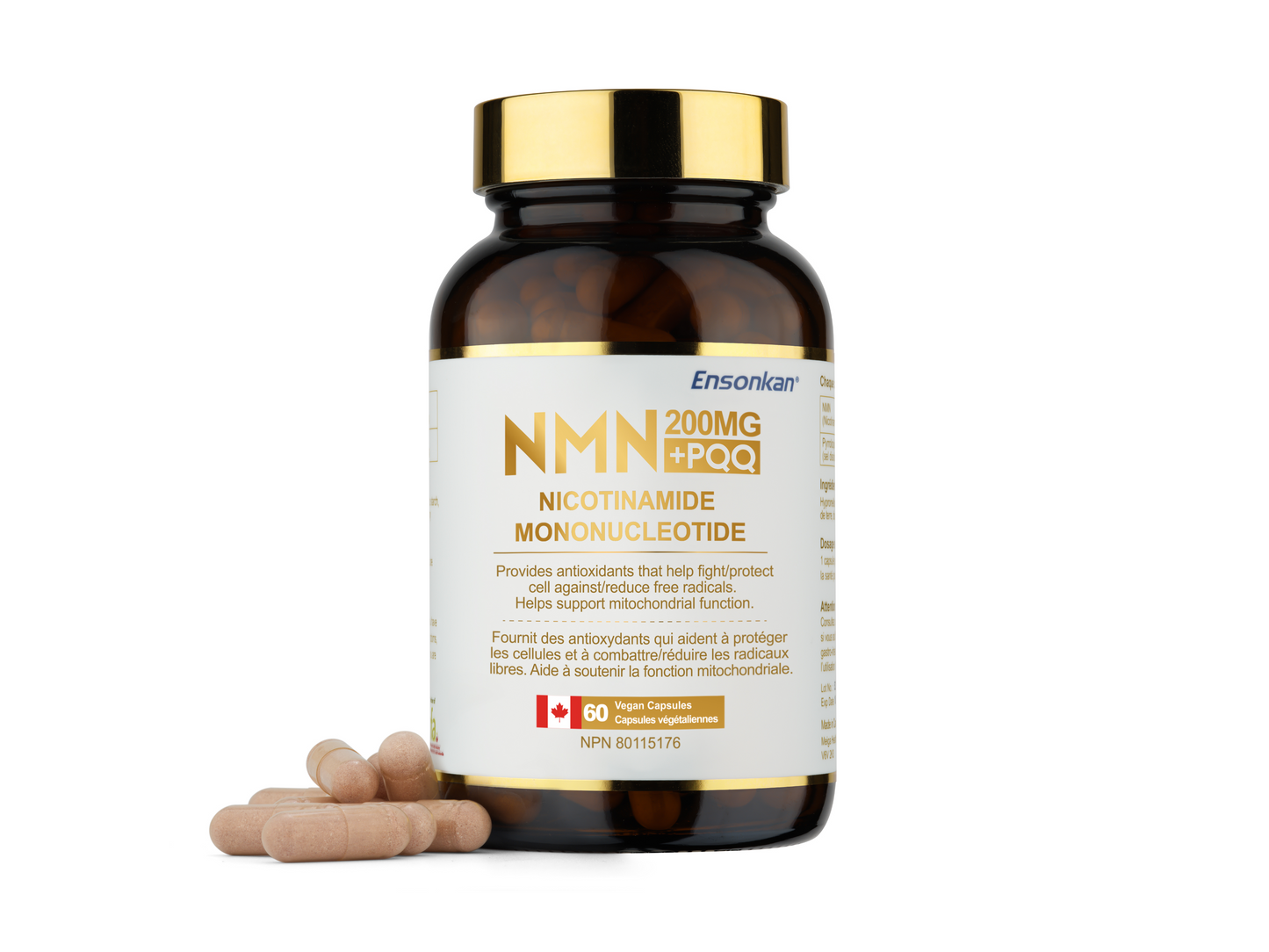 1 bottle of Ensonkan NMN supplement capsules containing 60 vegan capsules 